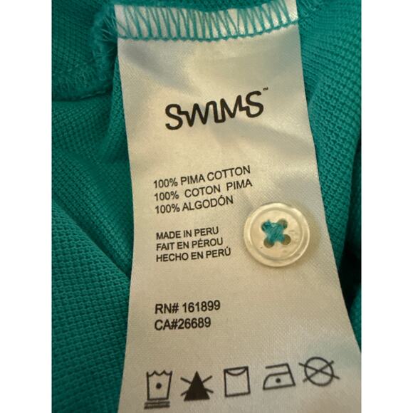 SWMS Men's Blue Collared Stretch Button Short Sleeve Polo Shirt Top Size M - Picture 4 of 4